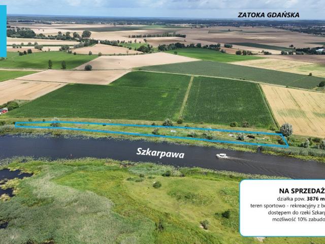 Działka 3876 m² nad rzeką Szkarpawa polecam
