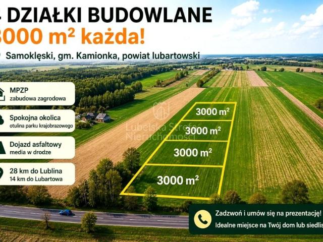 Działka 3 000 m², Samoklęski Kolonia Druga