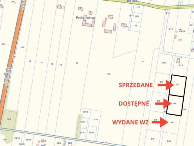 Działka 3 000 m², Podkampinos