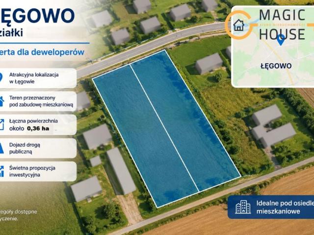Działka 3 600 m², Łęgowo