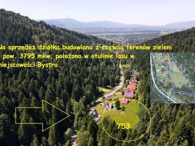 Działka 3 795 m², Bystra
