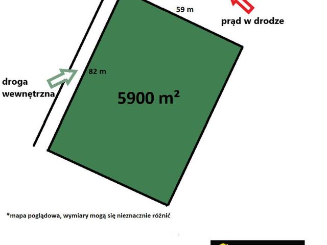 Działka 5900 m² z mediami i dojazdem polną drogą