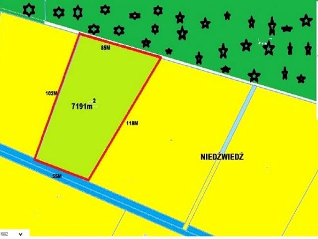 Działka 7 191 m², Niedźwiedź