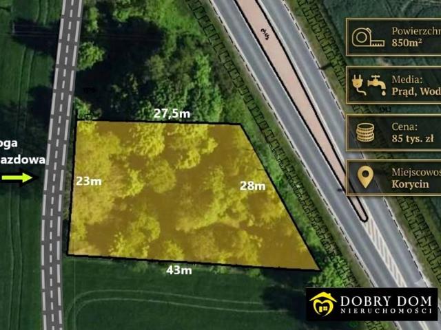 Działka 850 m², Korycin