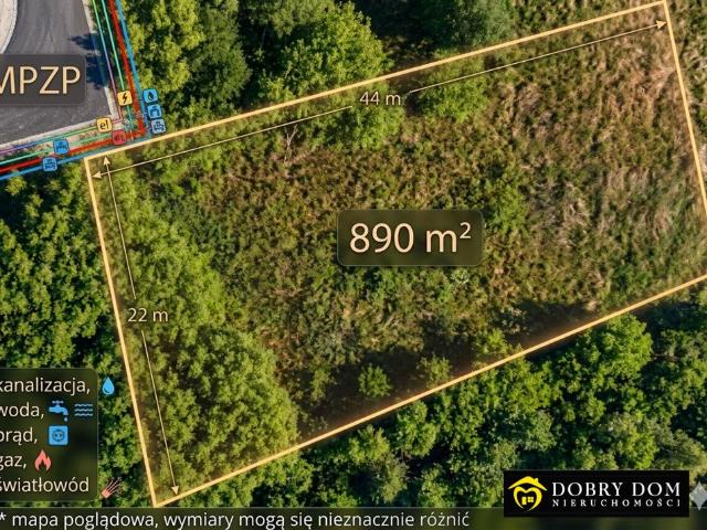 Działka 890 m² pod dom w spokojnej okolicy z mediami