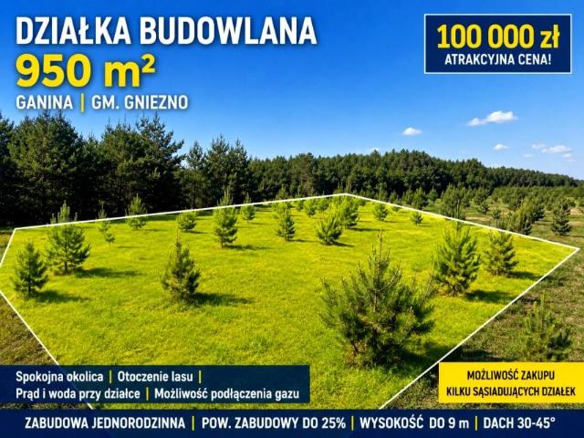 Działka 950 m², Gniezno