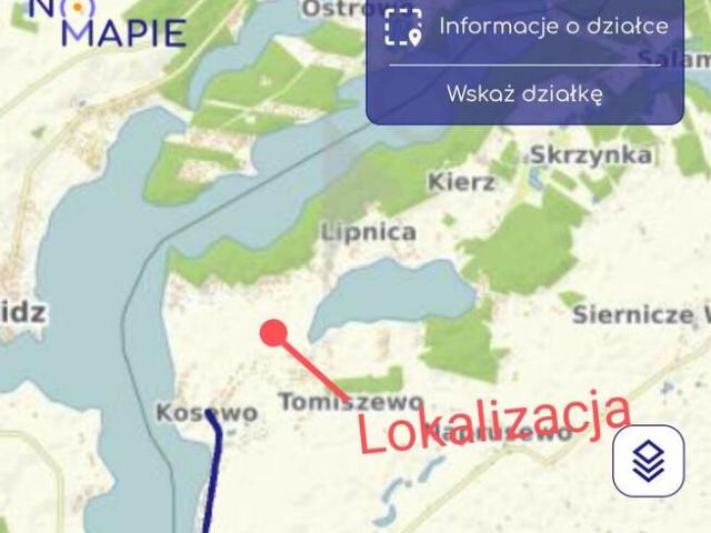 Działki pomiędzy dwoma jeziorami Kosewkim i powidzkim