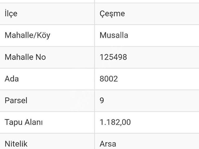 Çeşme Musalla mah. Satılık Arsa