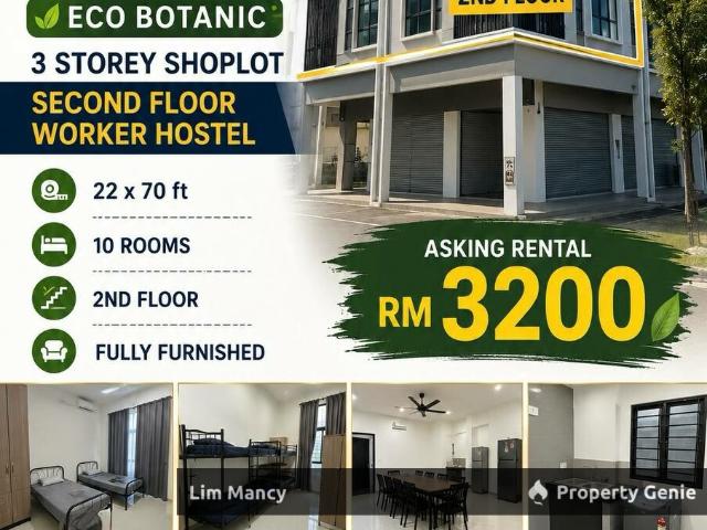 Eco Botanic Three Storey Shoplot Second Floor Worker Hostel For Rent