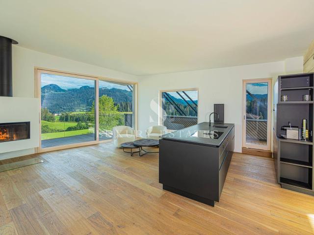 Edle Dachgeschosswohnung mit Wilder Kaiser Panoramabergblick und luxuriöser Dachterrasse Traumlage in Schwendt I Bezirk Kitzbühel