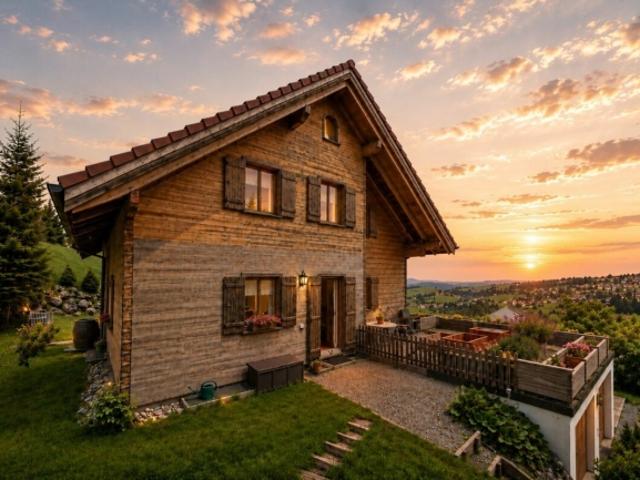 Einzigartiges Vollholzhaus aus Mondholz gesund wohnen mit Bergsicht und vielseitigen Nutzungsmöglichkeiten