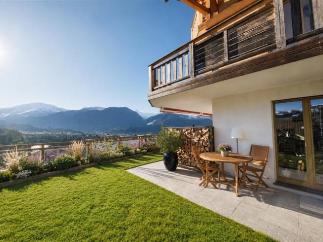 Ein Garten mit Blick auf die Berge – 3,5 Zimmer mit Terrasse und ungehinderter Aussicht in Cerniat