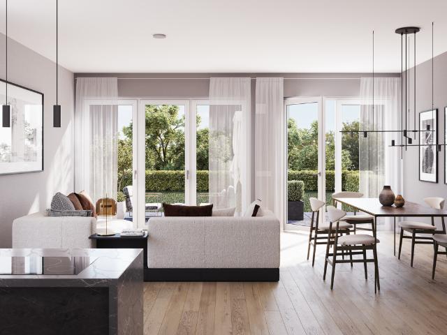 Ein grünes Zuhause – Moderne 2 Zimmer Wohnung mit en suite Badezimmer und Süd Loggia