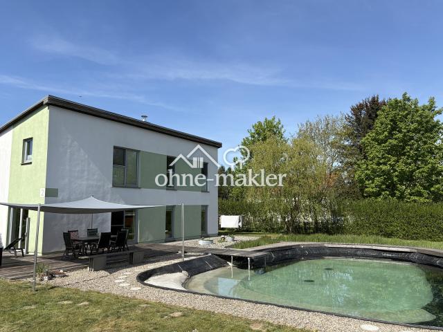 Architektenhaus KfW 40 mit Schwimmteich + Nebengebäude 78 m² +Solar