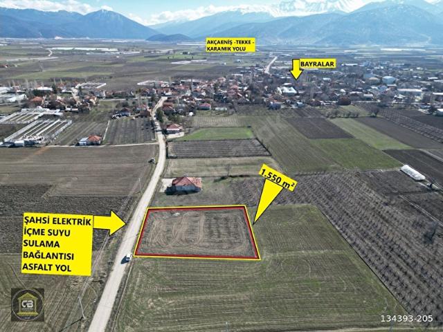 ELMALI BAYRALAR MAH.ARSA KONUMUNDA EVYAPIMINA UYGUN 1.550 m HOBİ BAHÇESİ SATILIKTIR