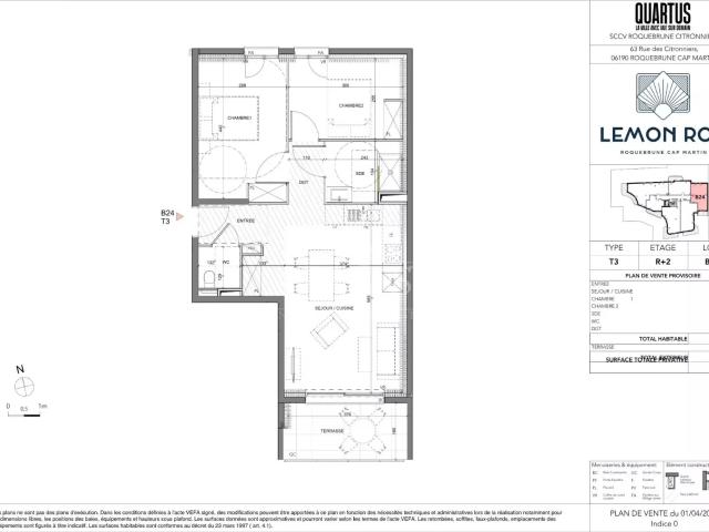 Élégant trois‑pièces sud‑ouest avec deux places de stationnement – LOT B24