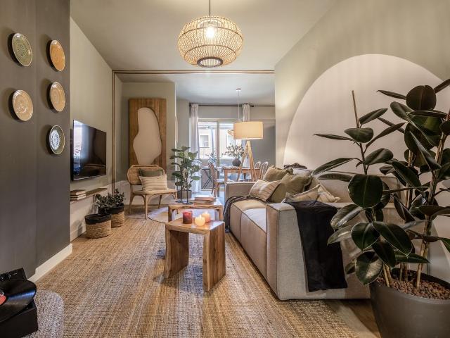 Elegant 1 Bedroom Apartment with Grassland Inspired Design and Private Balconies, Madrid Amsterdam Apartments for Rent