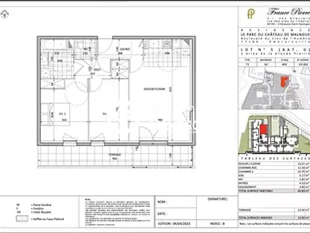 Emerainville 77184 Achat / Vente appartement 3 pièces t3 terrasse