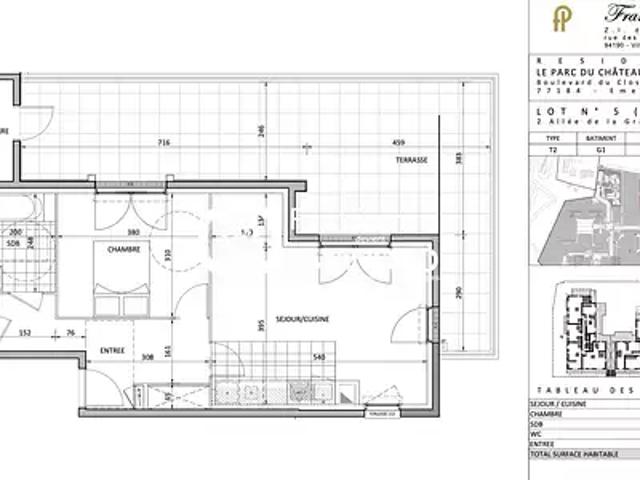 Emerainville 77184 Achat / Vente appartement 2 pièces t2 terrasse