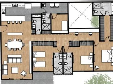 En 1er piso con 194 m2 habitables mas balcones y Roof Garden privado de 70 m2
