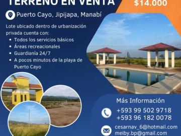 En venta Terreno al sur de Manta,Puerto Cayo