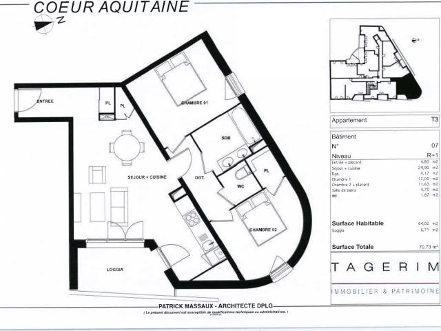 En location Appartement 3 pièces 64 m