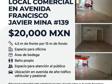 EN RENTA Local comercial en Avenida Francisco Javier Mina #139 $20,000 MXN