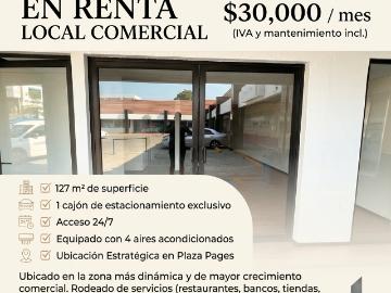En renta local comercial en la Plaza Pages $30,000 mantenimiento e IVA incluido