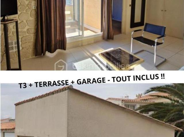 Ensemble Garage et Appartement T3 avec terrasse à deux pas de la plage et du port à Port Leucate !