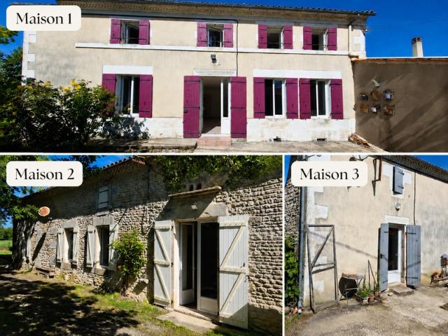Ensemble immobilier avec 3 maisons sur 5 110 m² – Moragne 17430