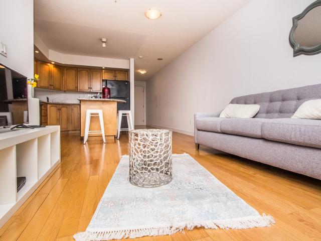 Entertainment District Toronto Furnished Condo Rental at Icon Polished 1 Bedroom 1 Bathroom Suite with City Views and Hardwood Floors