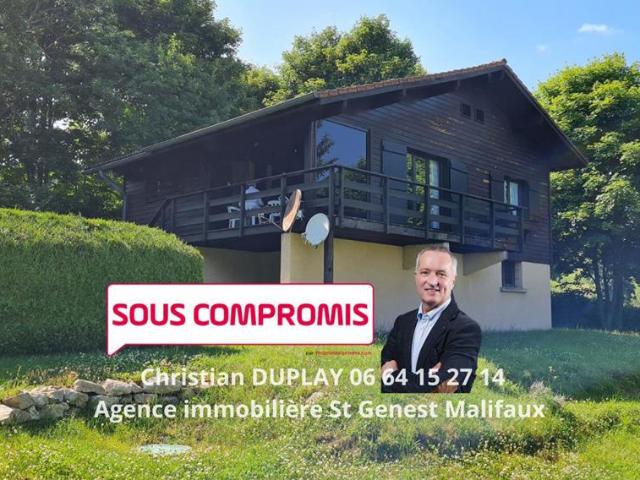 Entre Saint Genest Malifaux 42660 et la Versanne 42220 Chalet sur sous sol complet 71,60m² é chambres sur 2500m² de terrain