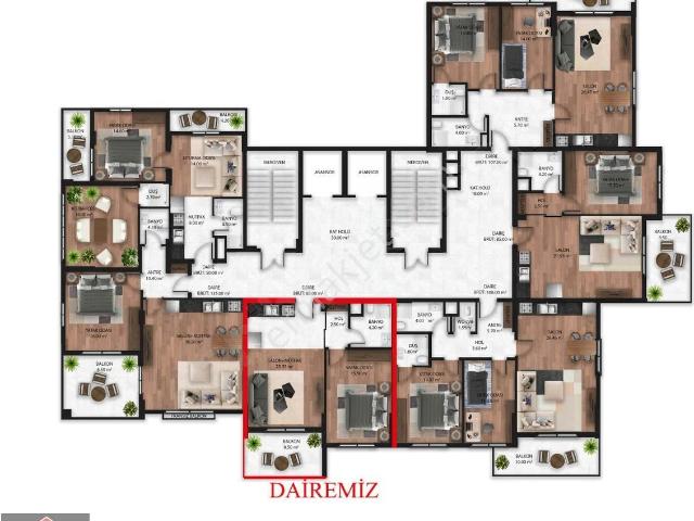 Erdemli Koyuncu Mah. Satılık 85m² 1+1 Daire Çevreyolunda