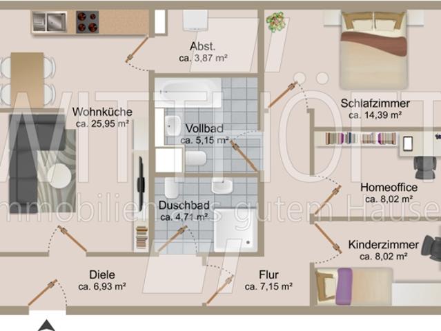 erstklassig geschnittene 4 Zimmer Wohnung mit 2 Balkonen in zentraler Lage unweit vom AEZ!