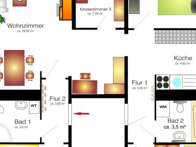 Etagen Wohnung mit viel Platz !