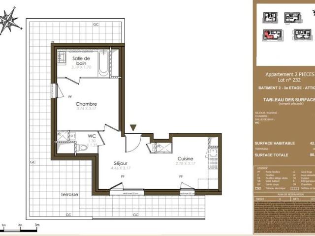 Etrembières Appartement T2 dernier étage avec une superbe terrasse de 38.45 m²