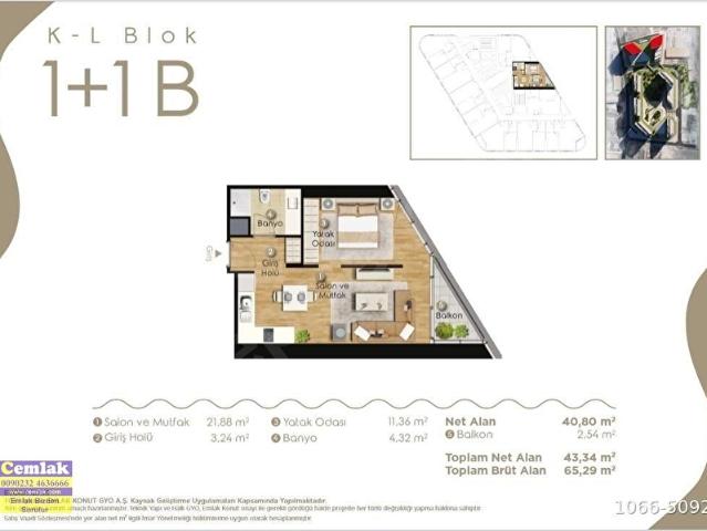 EVORA İZMİRDE 1. KAT 1+1 BALKONLU 65 M2 KİRALIK OFİS