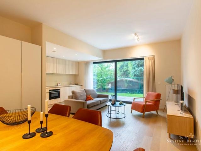 Evere, appartement meublé, 3 chambres, terrasse et jardin