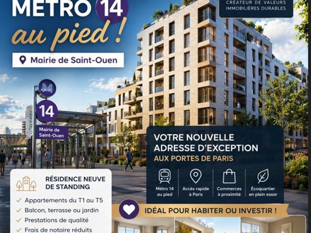 EXCEPTIONNEL A SAINT OUEN – EN FACE DU MÉTRO 14 MAIRIE DE SAINT OUEN 1 pièce, 28 m²