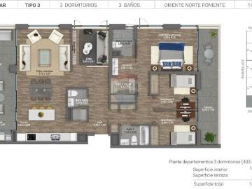 Exclusivo novación al 2,92% anual vista panoramica | 3 Dormitorios por 11600.00 en Ñuñoa