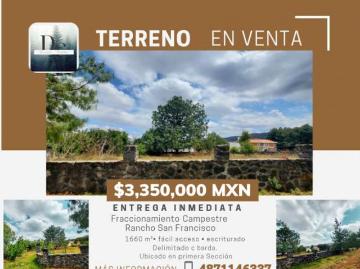 Exclusivos Terrenos en Venta. Fraccionamiento Campestre Rancho San Francisco