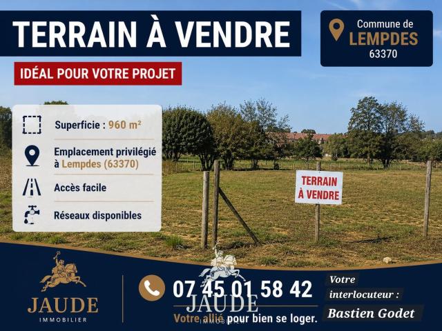 EXCLUSIVITE TERRAIN LEMPDES 960 M2