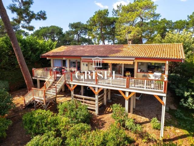 Vue Bassin Villa bois à Lège Cap Ferret