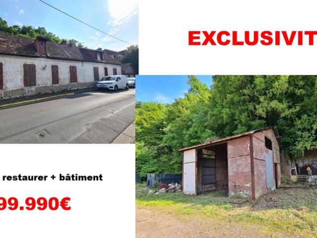 VENDU PAR L'AGENCE Les Andelys centre Maison en pierre d'environ 140 m2 + une grange à rénover sur 1.297 m2 de terrain plat