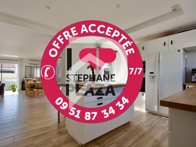 EXCLUSIVITÉ PLAZA IMMOBILIER. COURNONTERRAL VILLA RÉCENTE 2020 126 M2 3 CHAMBRES BUANDERIE GARAGE À MOTO TERRASSE 35 M2 TERRAIN 220 M2