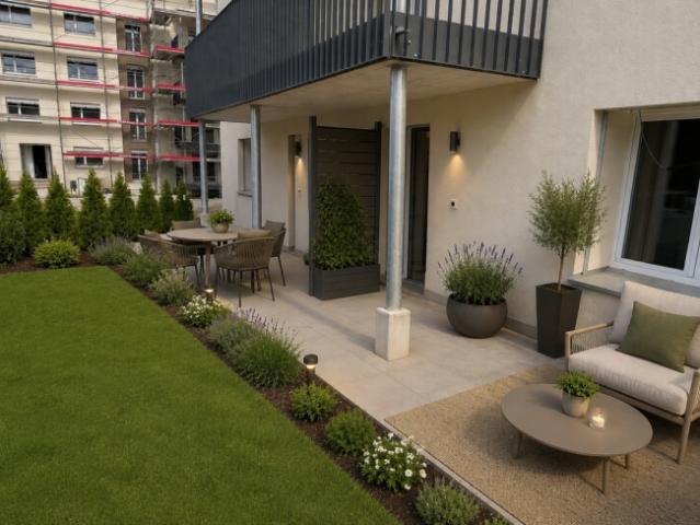 Exklusive 3.5 Zimmer Gartenwohnung mit gedecktem Sitzplatz und privater Grünfläche