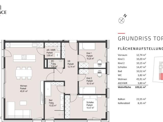 Exklusive 4 Zimmerwohnung mit Balkon in Parsch Erstbezug!