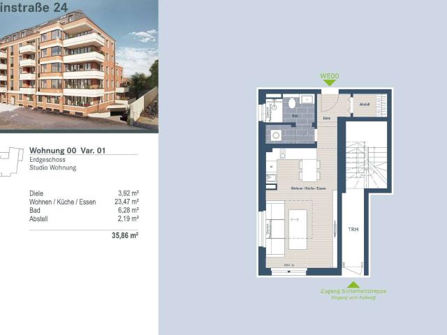 Exklusiver Neubau in Schleußig: modernes Studio/1 Raum Wohnung mit HWR und Abstellraum