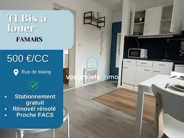 Famars 59300 Location appartement 2 pièces t2 au dernier étage