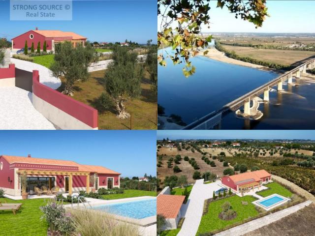 Bonita Quinta, no concelho de Santarém, inserida num ambiente rural em pleno campo ribatejano, num lote de 22.560 m2, com oliveiras centenárias, terraços, jardins, piscina e pequeno estábulo